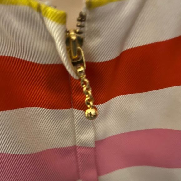 kate spade | Jillian | Lined Silk Rainbow Stripe Dress w Front Pockets & Bow - Picture 10 of 15